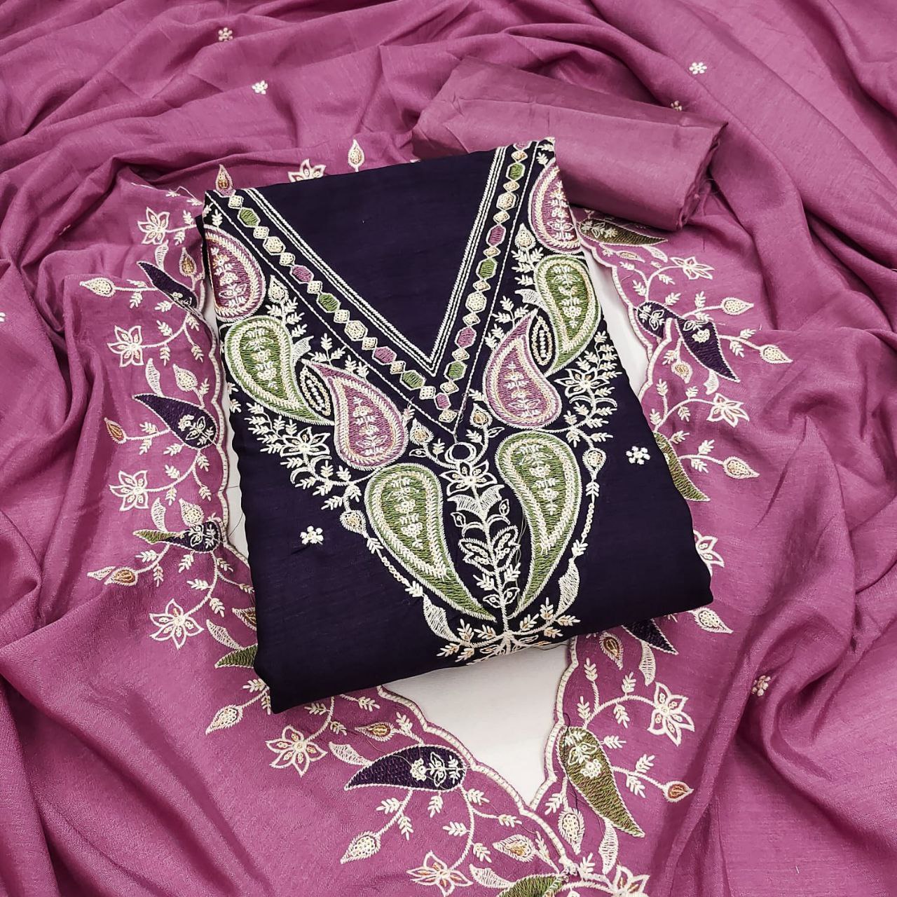 Luxe- Designer Embroidery Work Unstitched Dress Set