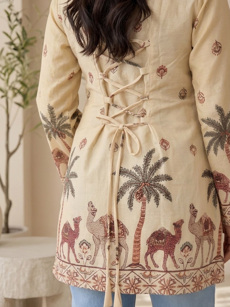 Woman V-neck Straight Short Kurti & Tunic