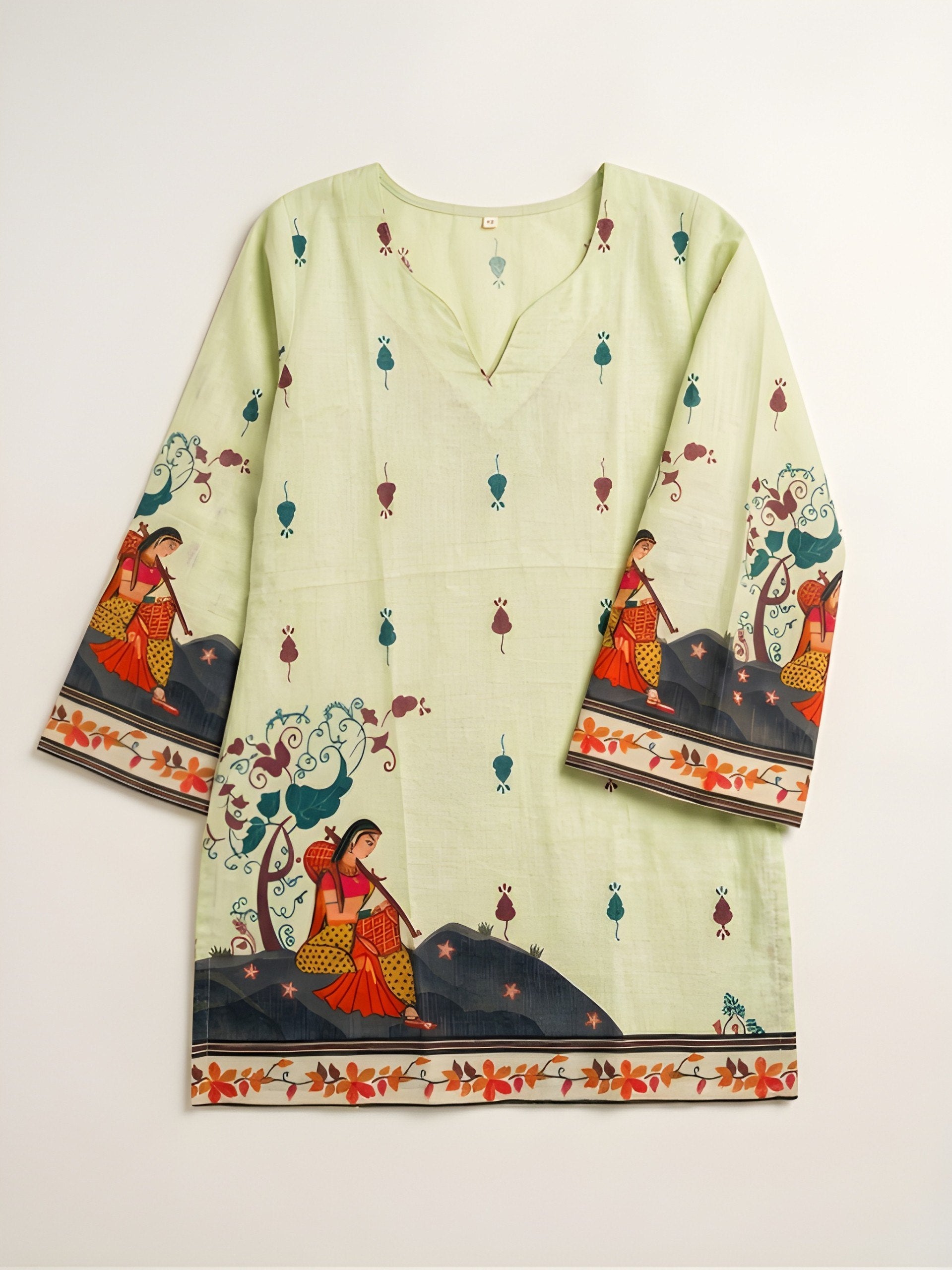 Women's Cream Cotton Kalamkari Print Tunic