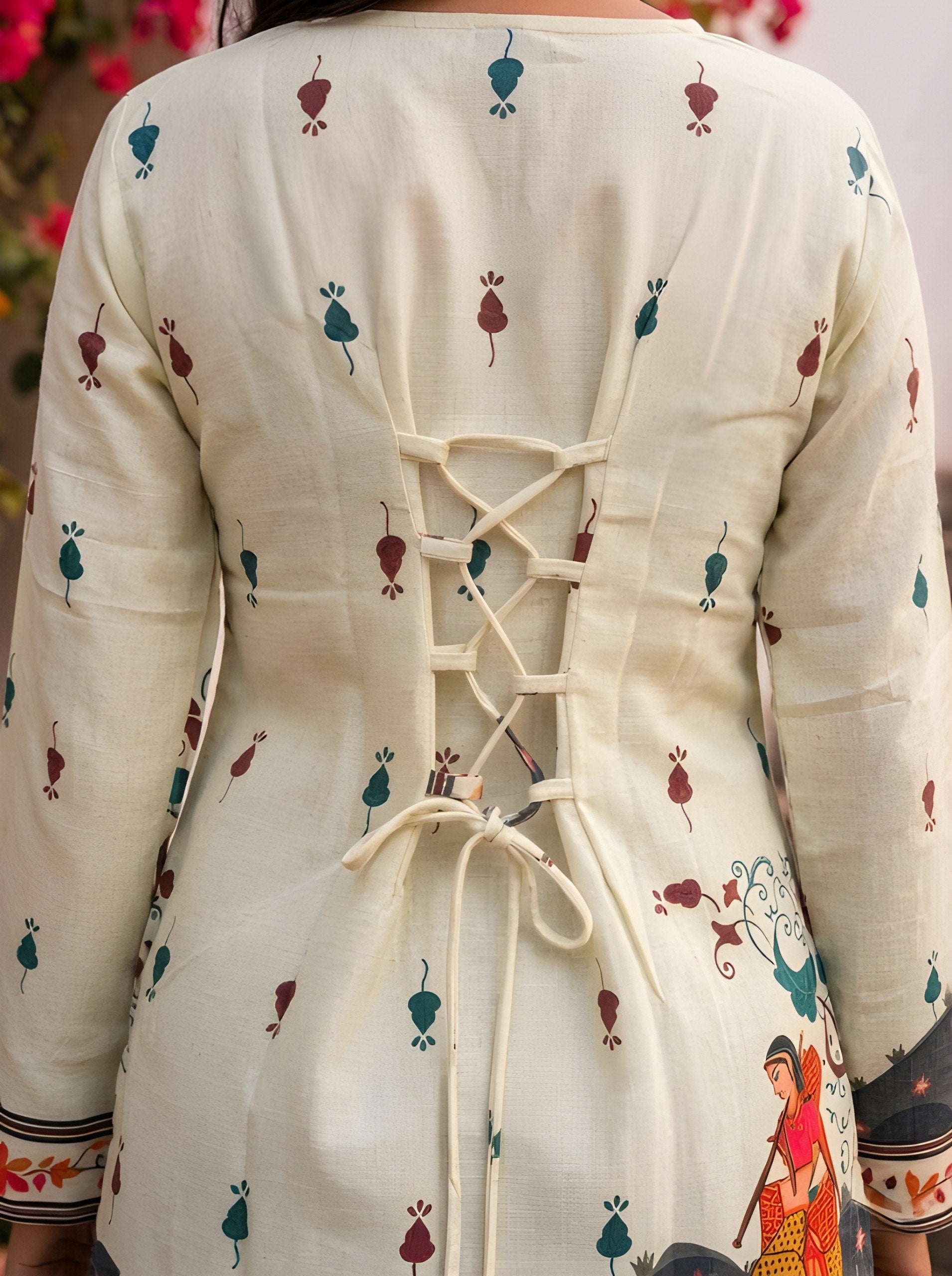 Women's Cream Cotton Kalamkari Print Tunic