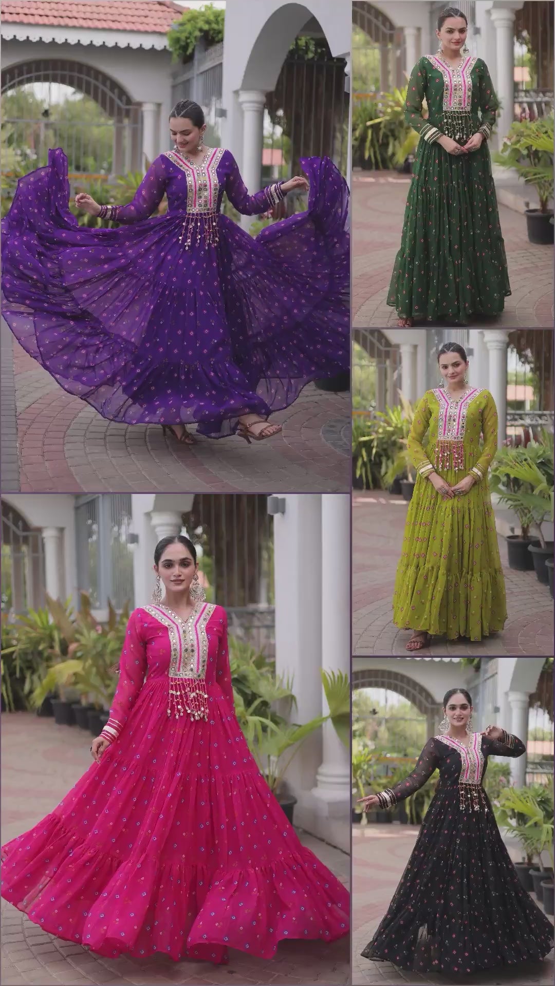 Laheriya with kutchi patchework in Faux Georgette
