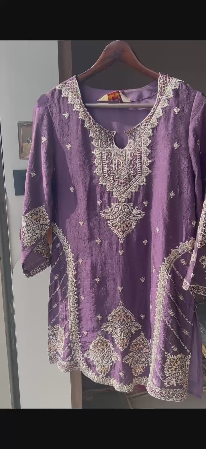 Luxury Maroon Embroidered Sharara Set For Women