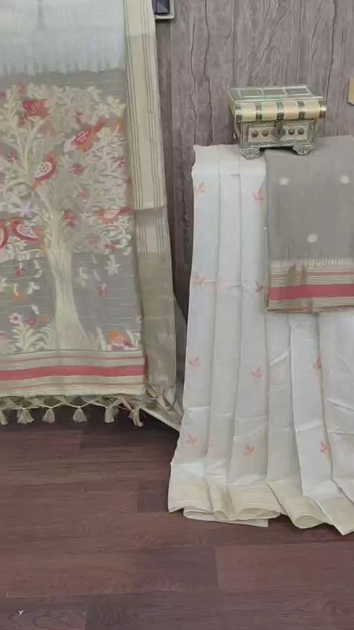 Shagun - Serenity in Silk – Mustard Bird Embroidered Saree