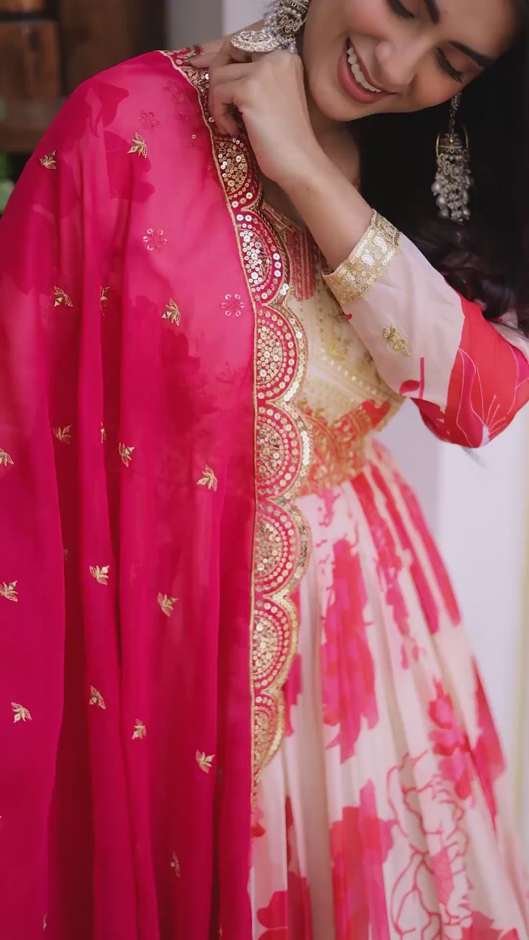 Most Viral Pink Floral Anarkali – Luxury Wedding Wear Collection