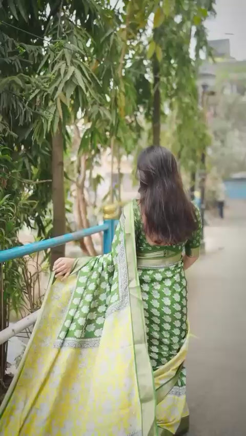 Kusum- New fancy ajrakh style printed saree.