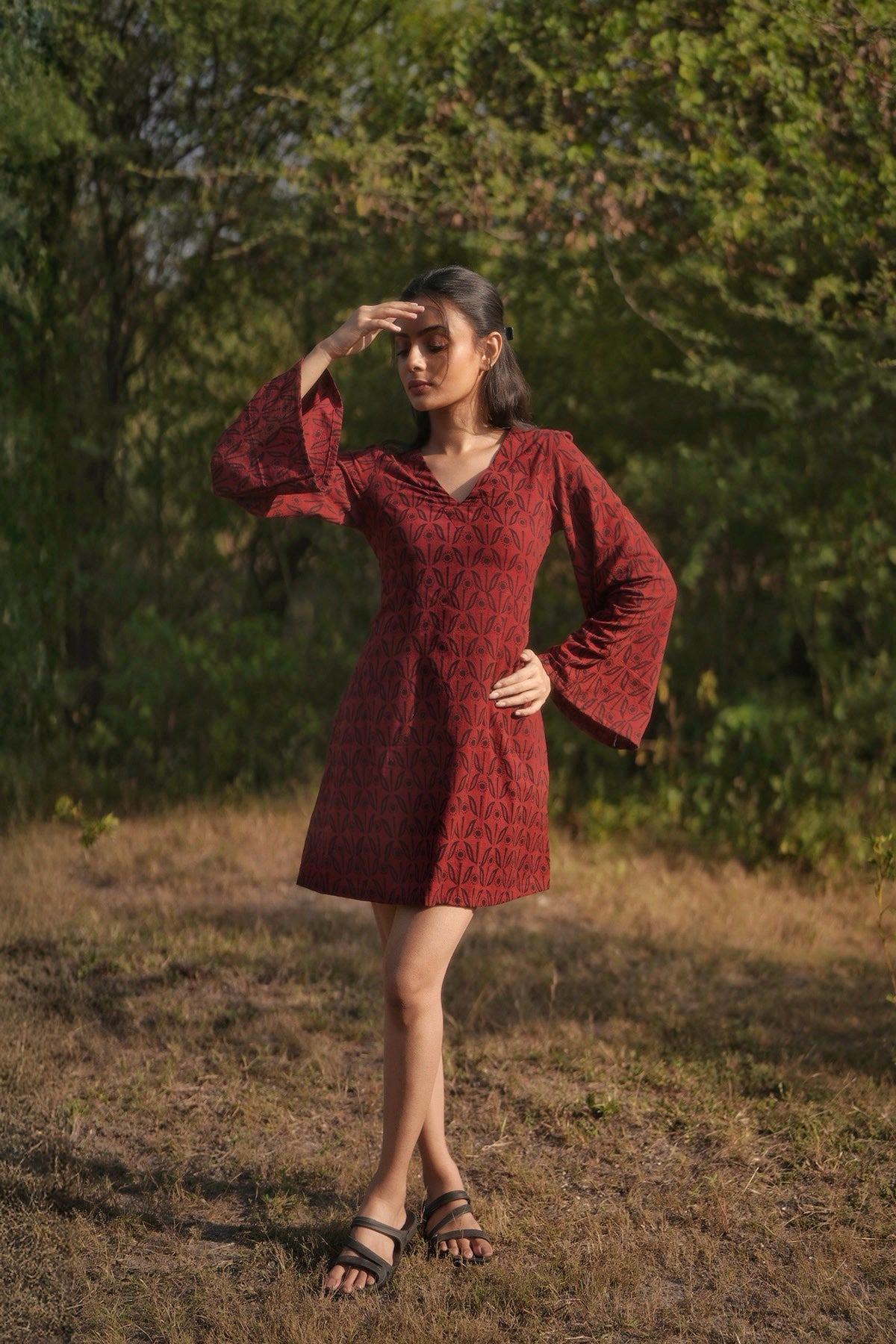 Midnight Bloom Printed Mini Dress