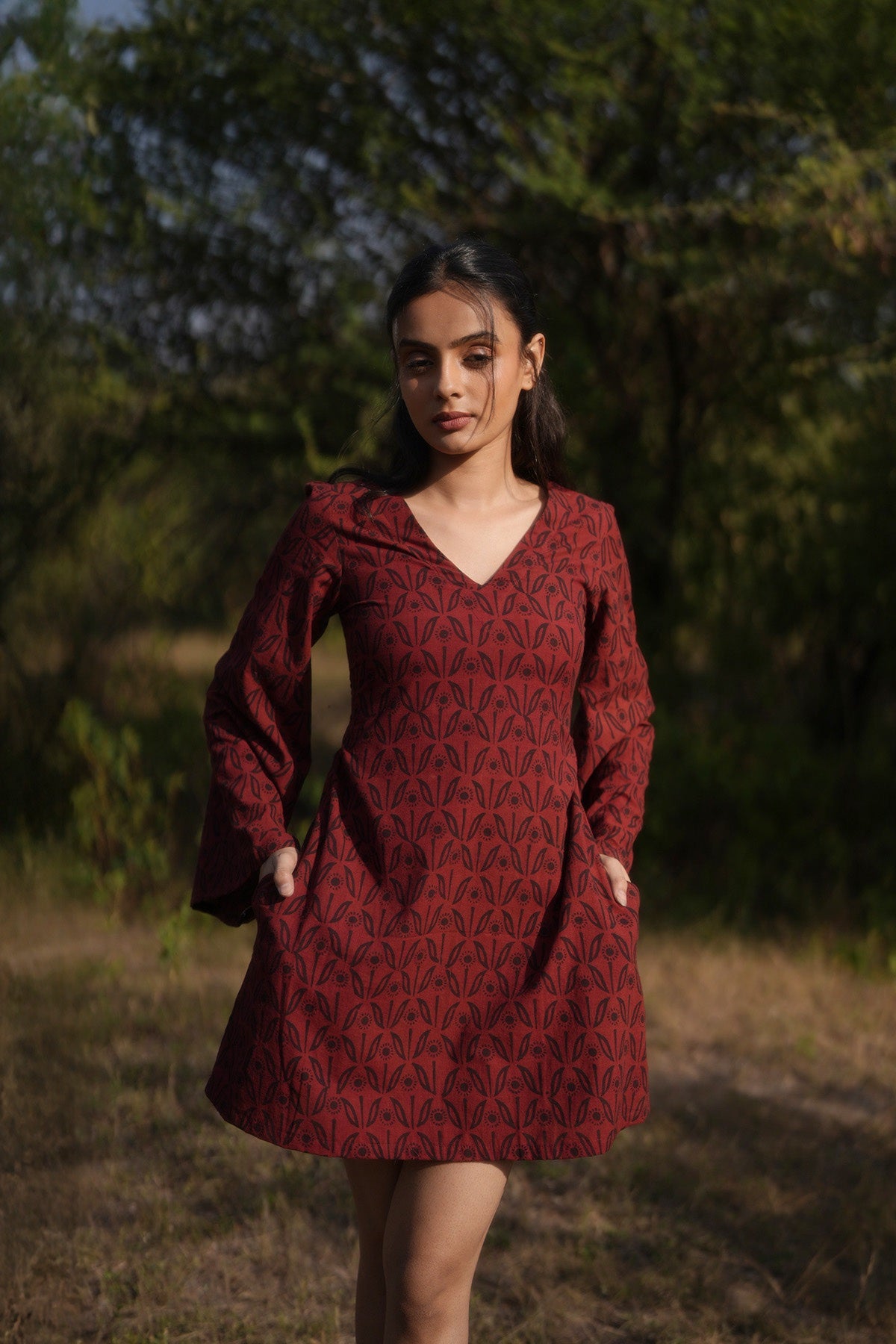 Midnight Bloom Printed Mini Dress