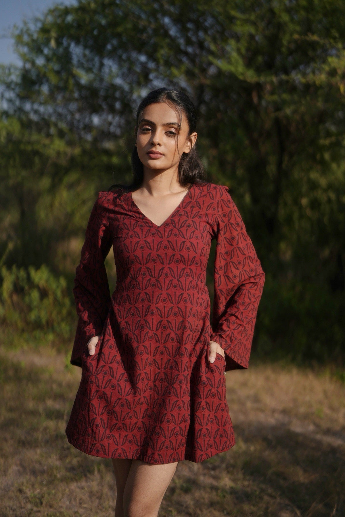 Midnight Bloom Printed Mini Dress